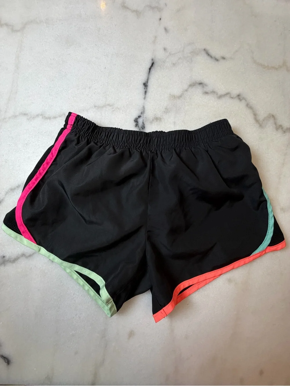 Nike Black Kids' Athletic Shorts with Neon Pink, Coral & Mint Trim